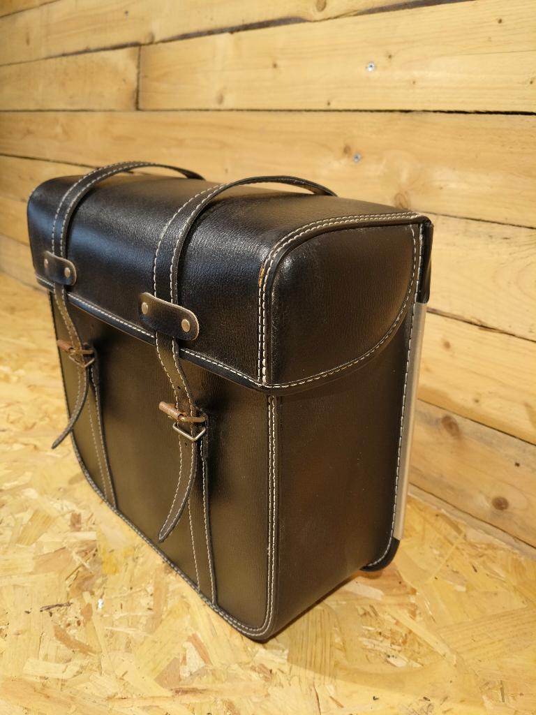 Sacoche vélo latérale Vintage – Cuir/Alu - Neuf, Enlèvement, Neuf, .