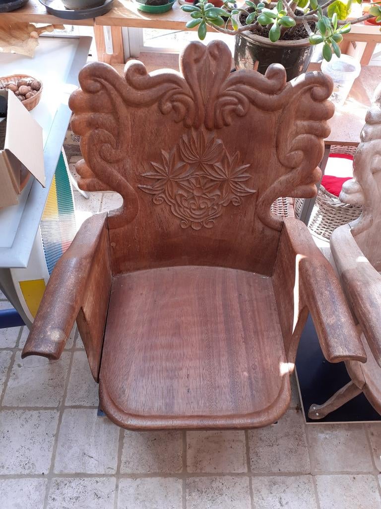 Congolees houten stoelen, 4 stuks, Antiek en Kunst, Ophalen