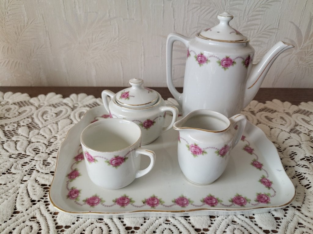 Vintage porseleinen koffieservies 1 persoon, Antiek en Kunst, Ophalen