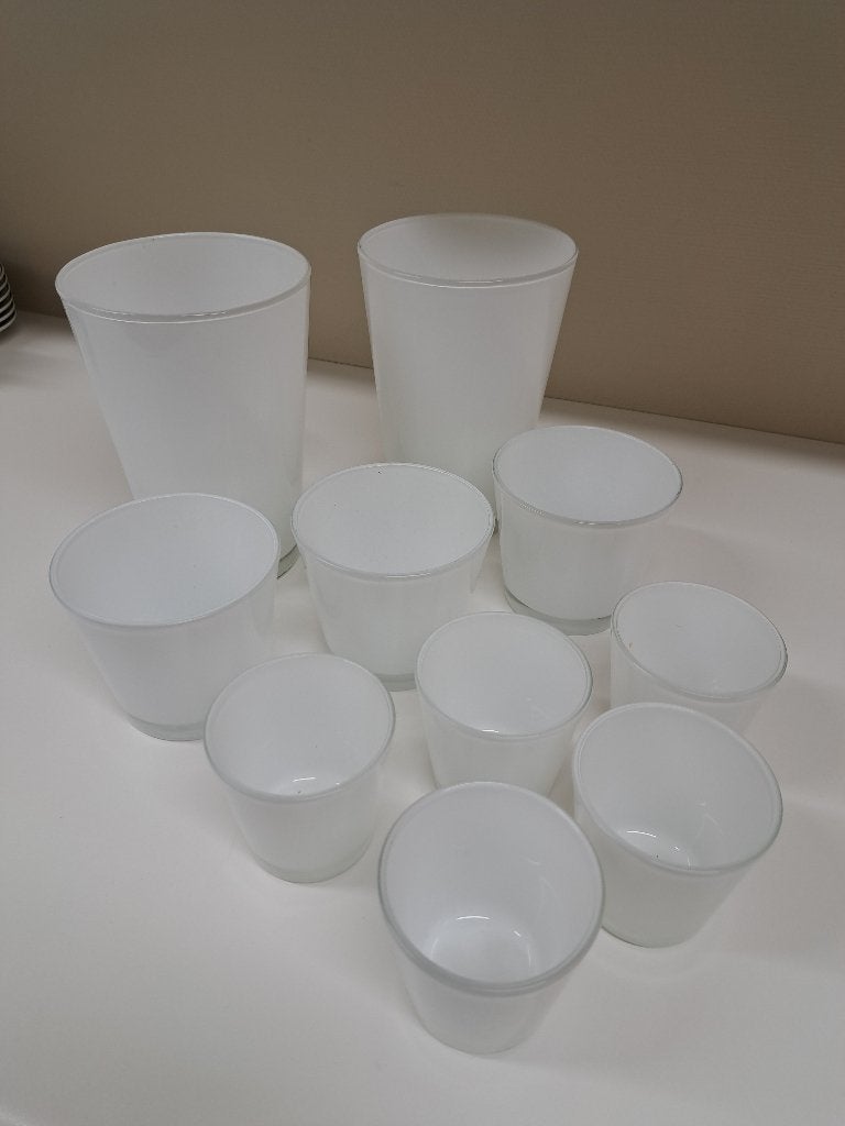 vaas/coupe glas, wit, set van 10 stuks = 14 euro, Ophalen, Zo goed als nieuw, Wit, Glas