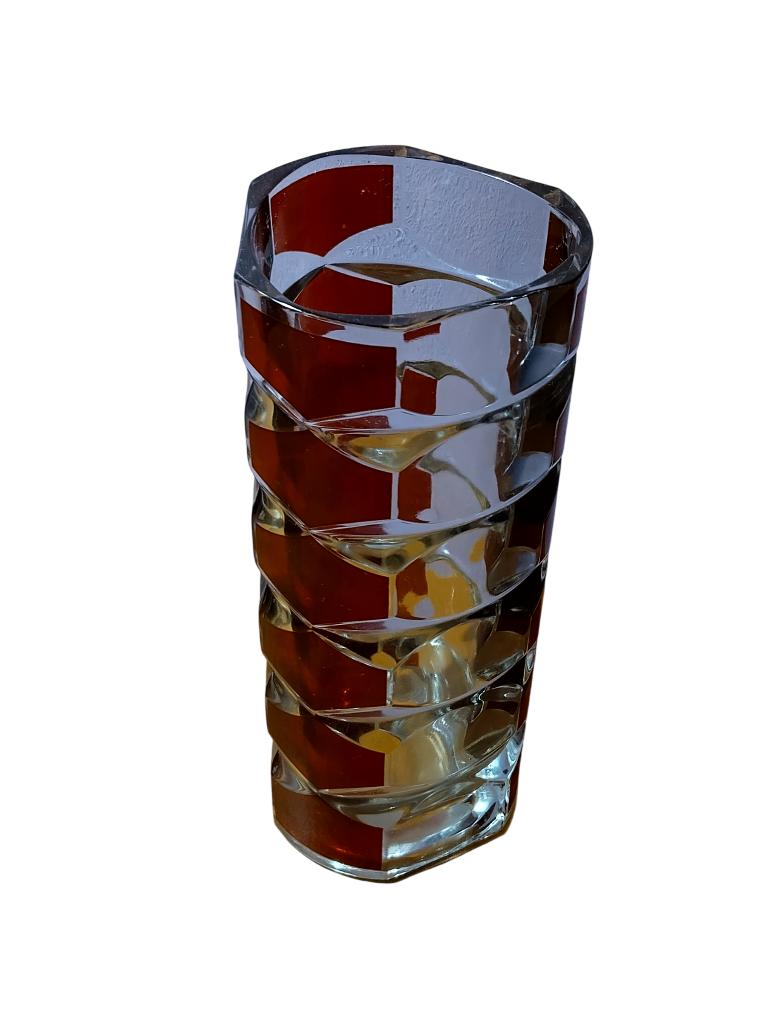 Vase Luminarc France rouge rubis 1970 H 17cm diamètre 7,5cm, Enlèvement