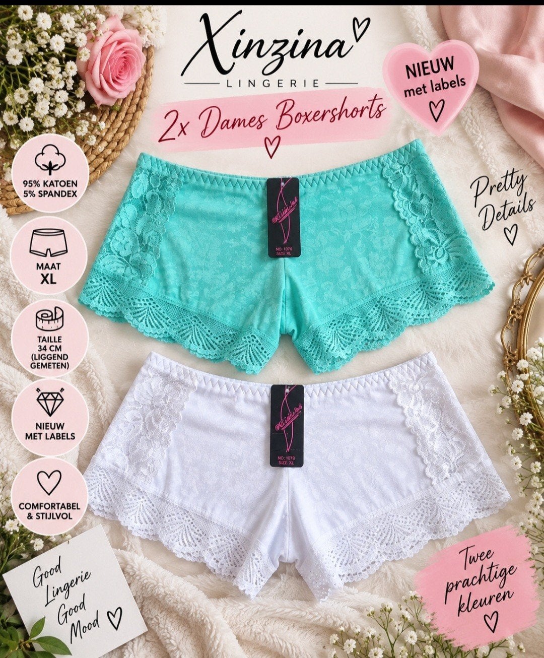 2X Nieuwe Xinzina Damesslips Maat XL, Kleding | Dames, Xinzina, Ophalen of Verzenden, Wit, Slip