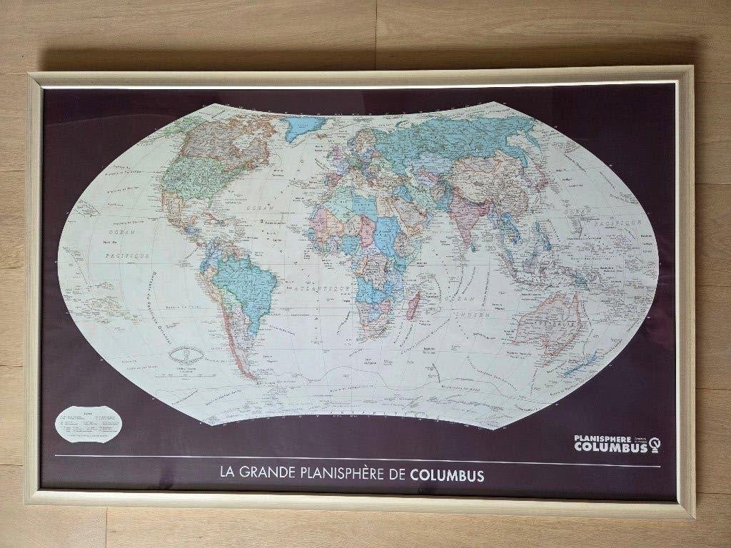 Planisphère de Columbus encadrée, Autres types, Enlèvement, Utilisé, 83 cm