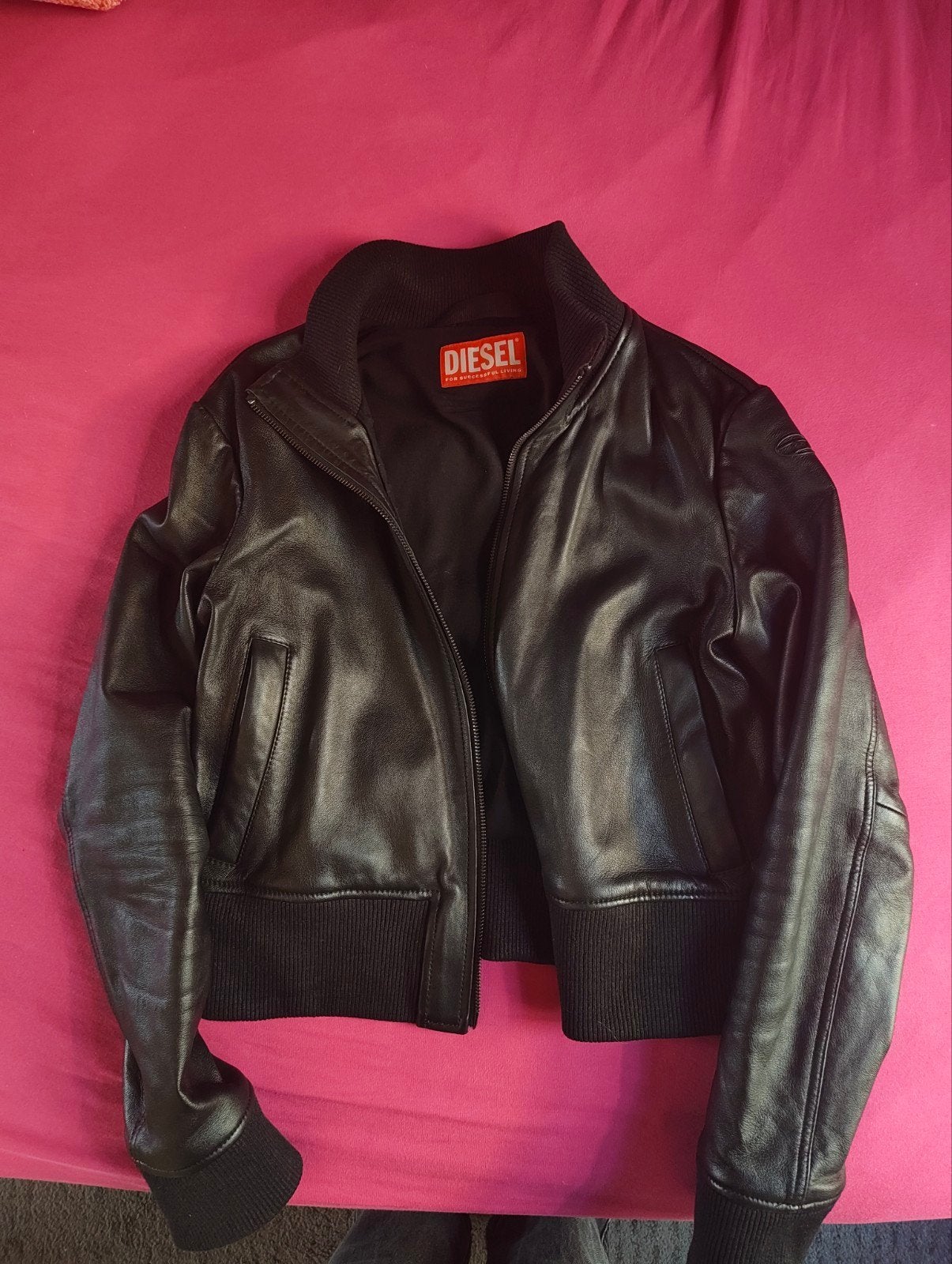 L Hung Black Leather Diesel Jacket, Kleding | Dames, Zwart, Maat 42/44 (L), Ophalen of Verzenden, Zo goed als nieuw