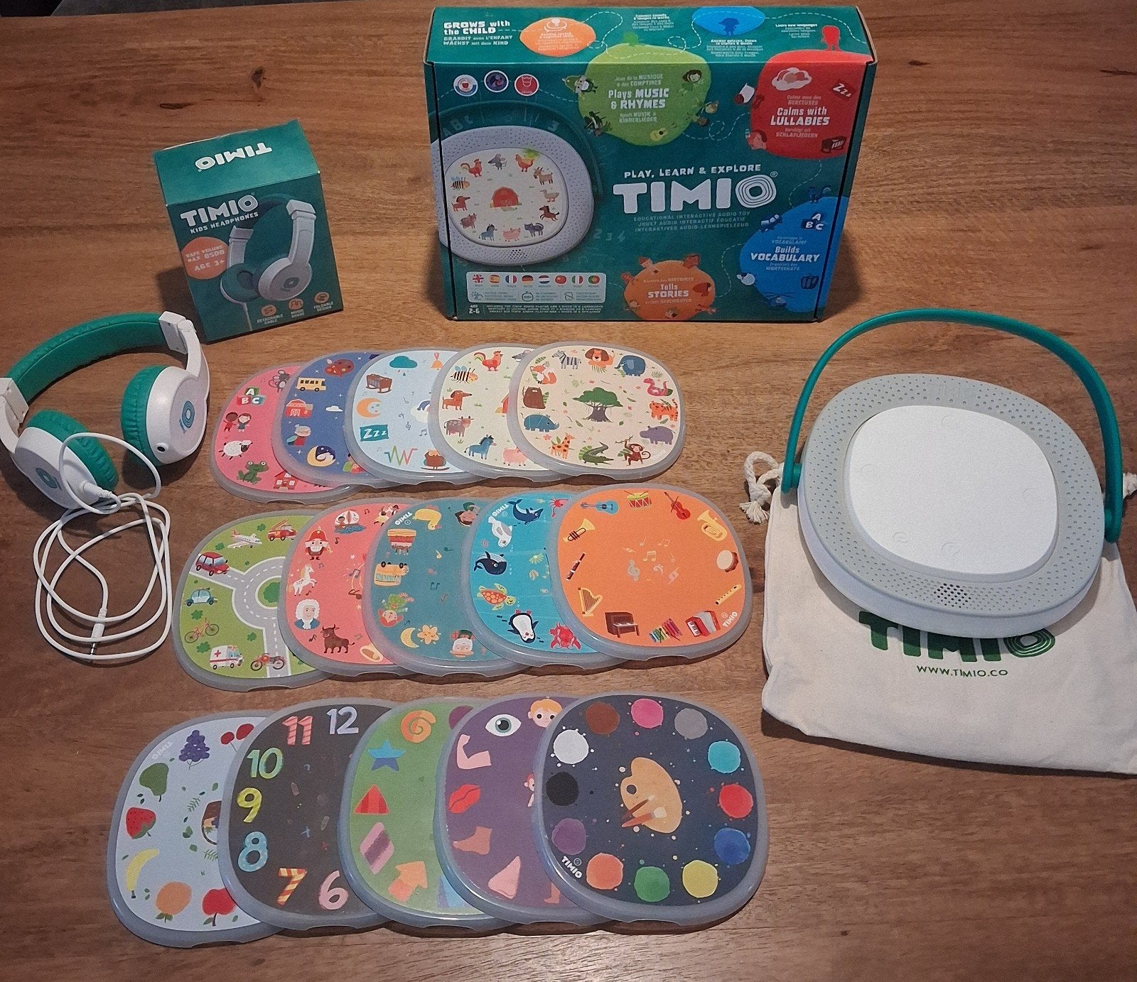 Timio + hoofdtelefoon + 15 discs, Enfants & Bébés, Enlèvement