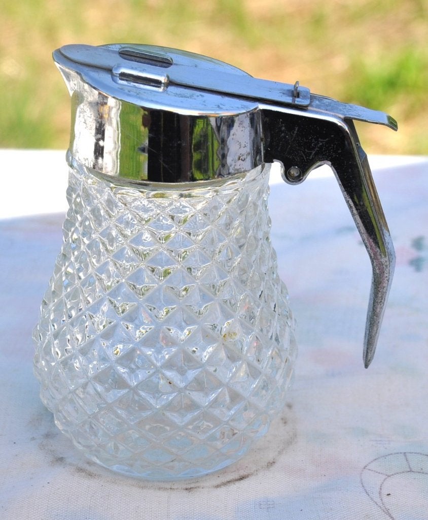pot au lait ou a sirop en verre avec couvercle, Antiek en Kunst, Antiek | Glaswerk en Kristal, Ophalen of Verzenden