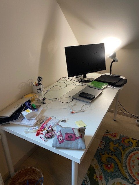 Bureau/bureau van IKEA wit te koop, Huis en Inrichting, Bureaus, Ophalen, 160 cm, Gebruikt, IKEA