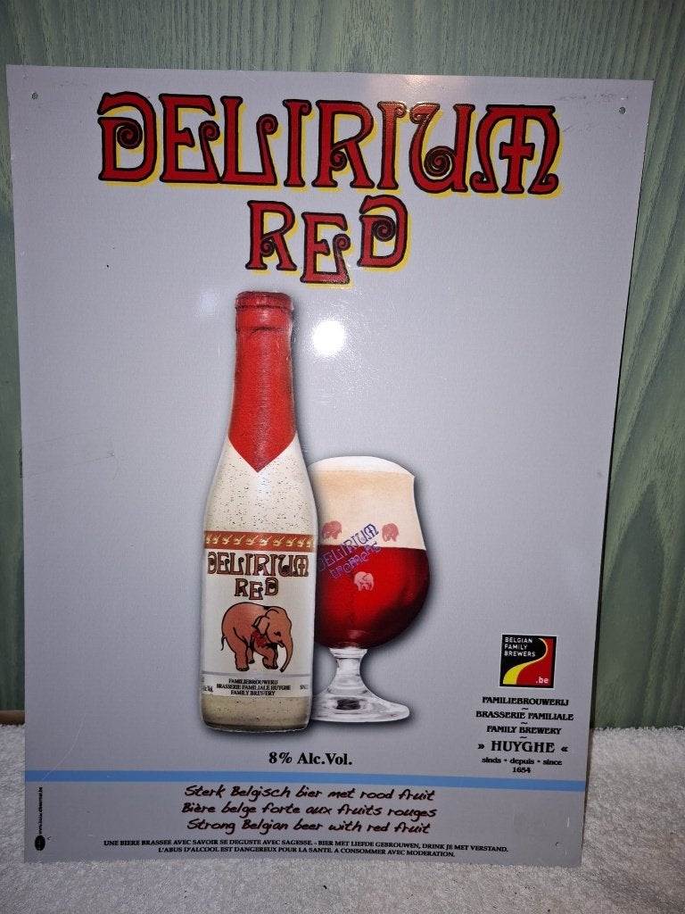 reclame plaat DELERIUM RED, begin 2000, Ophalen of Verzenden, Nieuw, Reclamebord