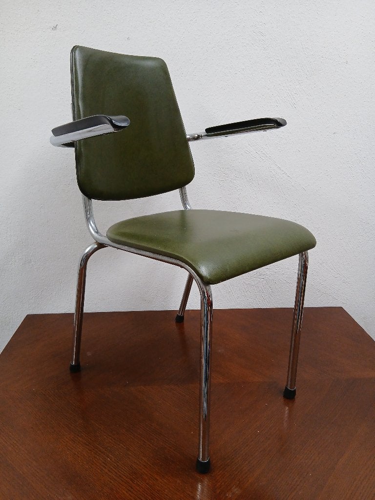 Vintage Gispen-stijl docentenstoel / armstoel (jaren 60), Antiek en Kunst, Ophalen of Verzenden