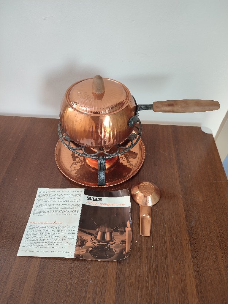Fondue suisse en cuivre vintage SIGG années 60-70, Antiek en Kunst, Ophalen, Koper
