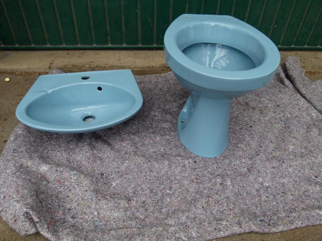 vintage wastafel lavabo  wc babyblauw 1969, Collections, Rétro, Maison et Meubles, Enlèvement