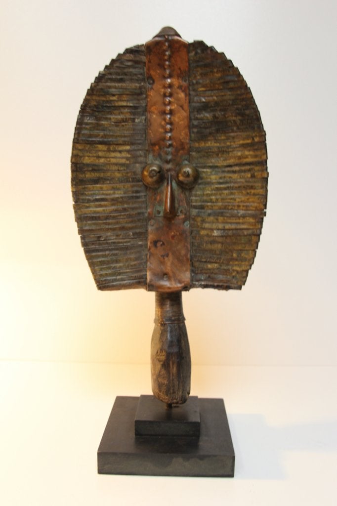 Antique Tribal African Kota/Mahonge reliquary beeld Gabon, Fait main, Sculpture, Enlèvement ou Envoi, Brun