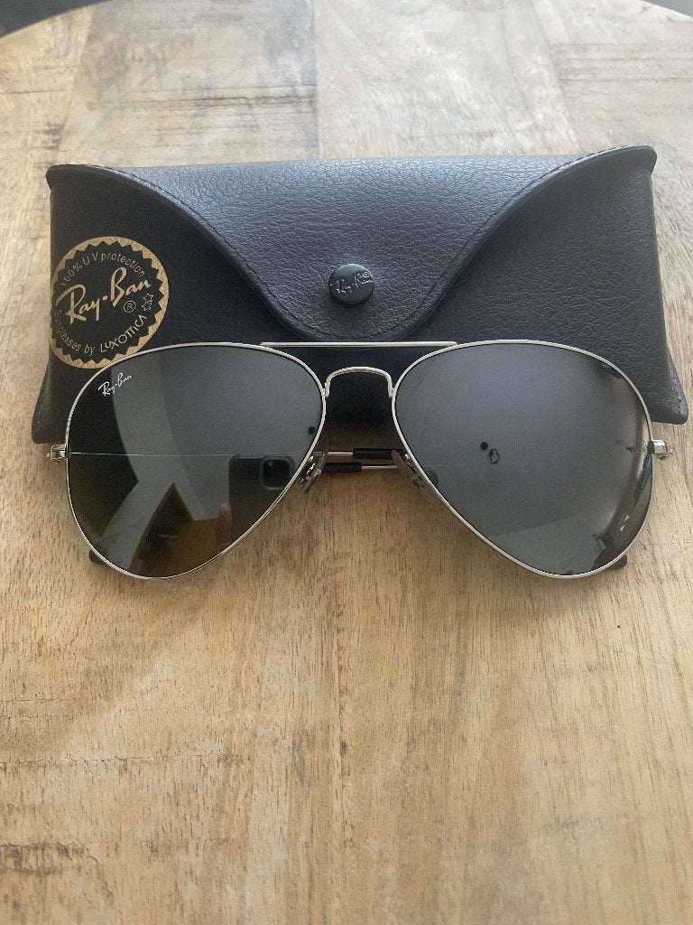 Lunettes de soleil Ray-Ban Aviator argent, Gris, Enlèvement ou Envoi, Comme neuf, Ray-Ban