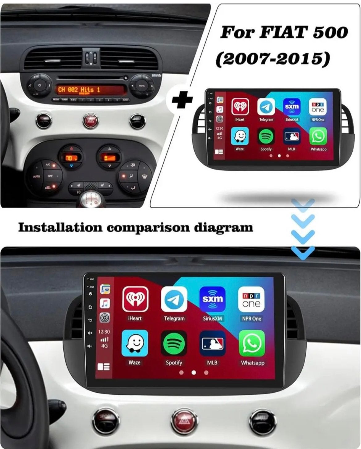 Autoradio Android 10 pouces pour Fiat 500, Enlèvement, Comme neuf