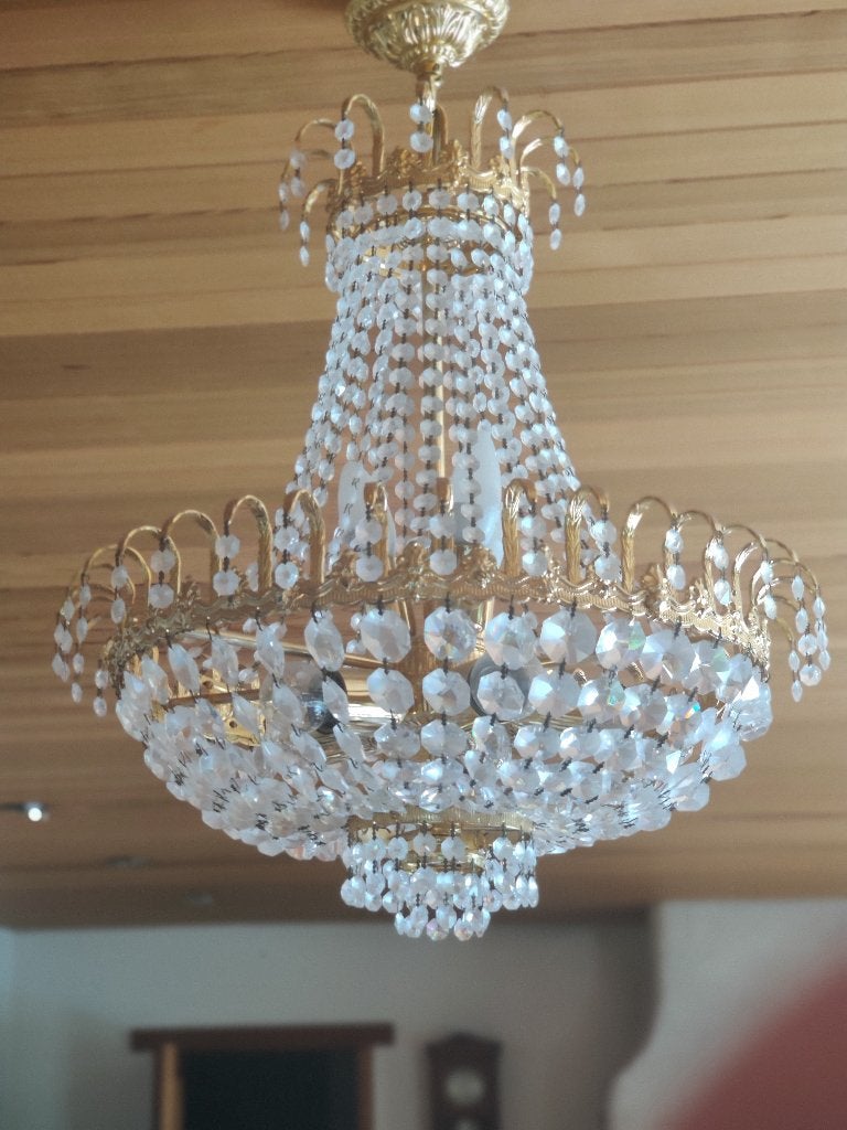 Kristallen kroonluchter (luster) 50 cm, Ophalen, Zo goed als nieuw, Natuurlijk materiaal, Tijdloos