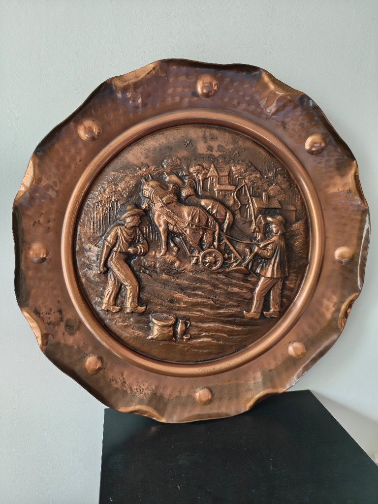 Assiette décorative en cuivre, Enlèvement, Cuivre