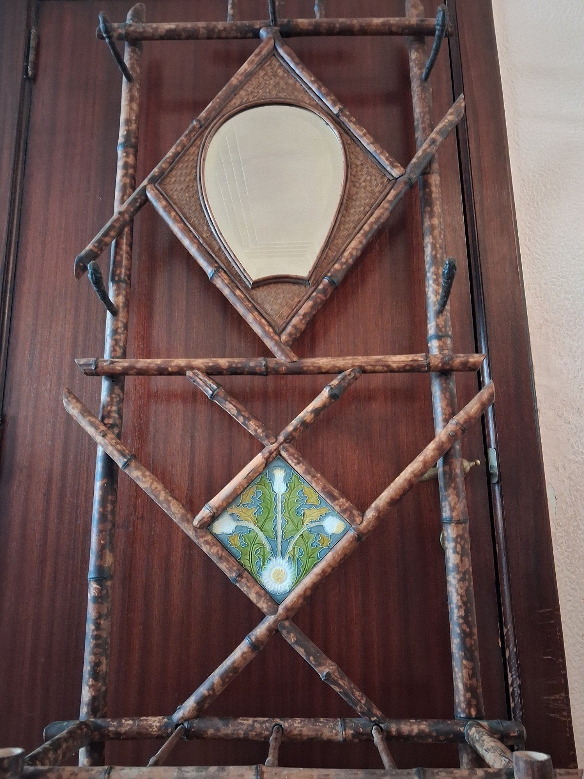porte-manteau en bambou Art Nouveau Jugendstil, armoire d'en, Enlèvement