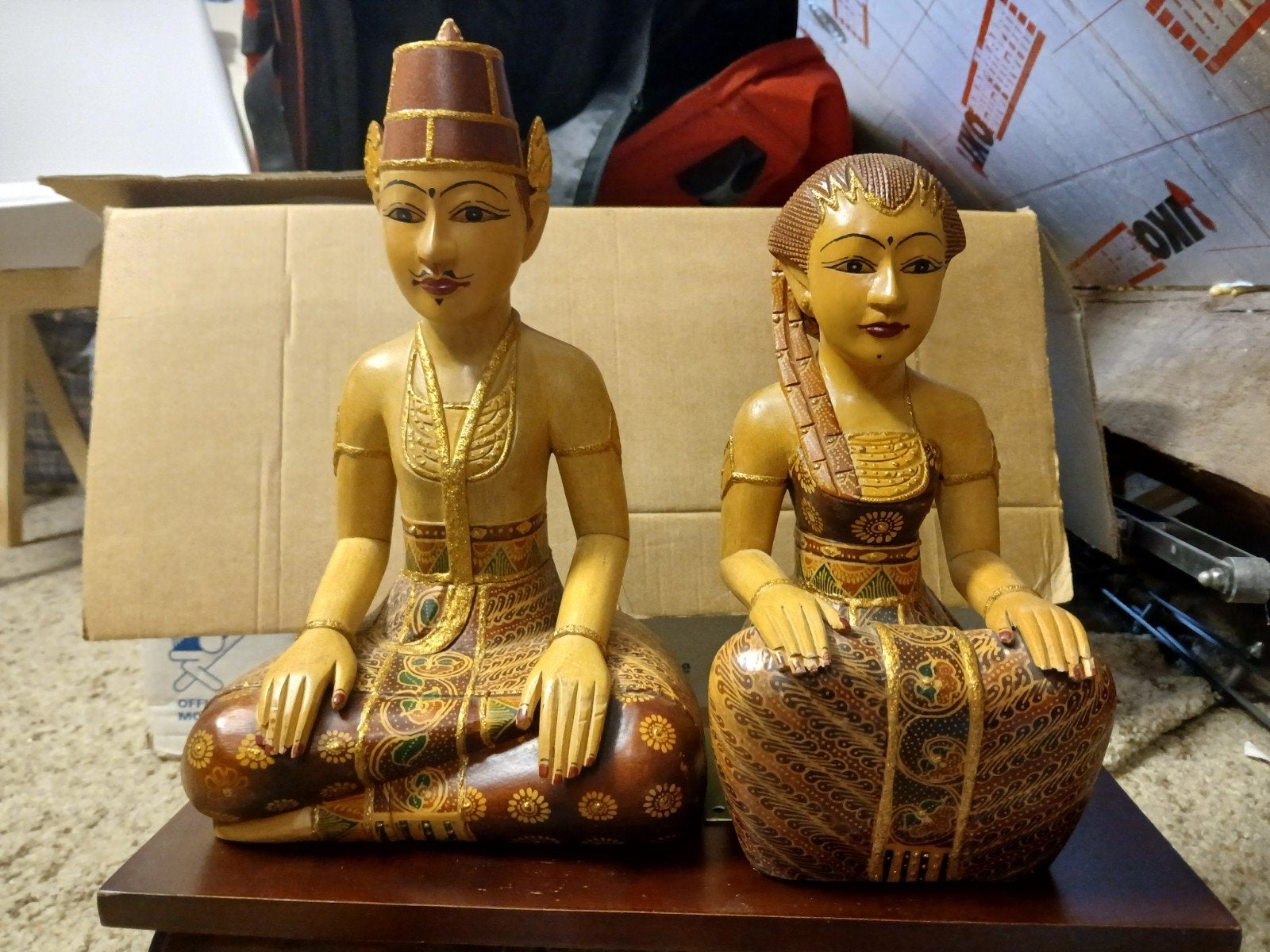 Loro Blonyo - couple balinais, 25 cm, Accents dorés, Comme neuf, Enlèvement
