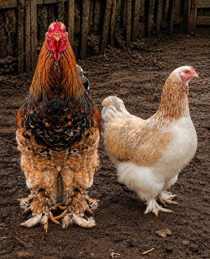 Koppel brahma, Plusieurs animaux, Poule ou poulet
