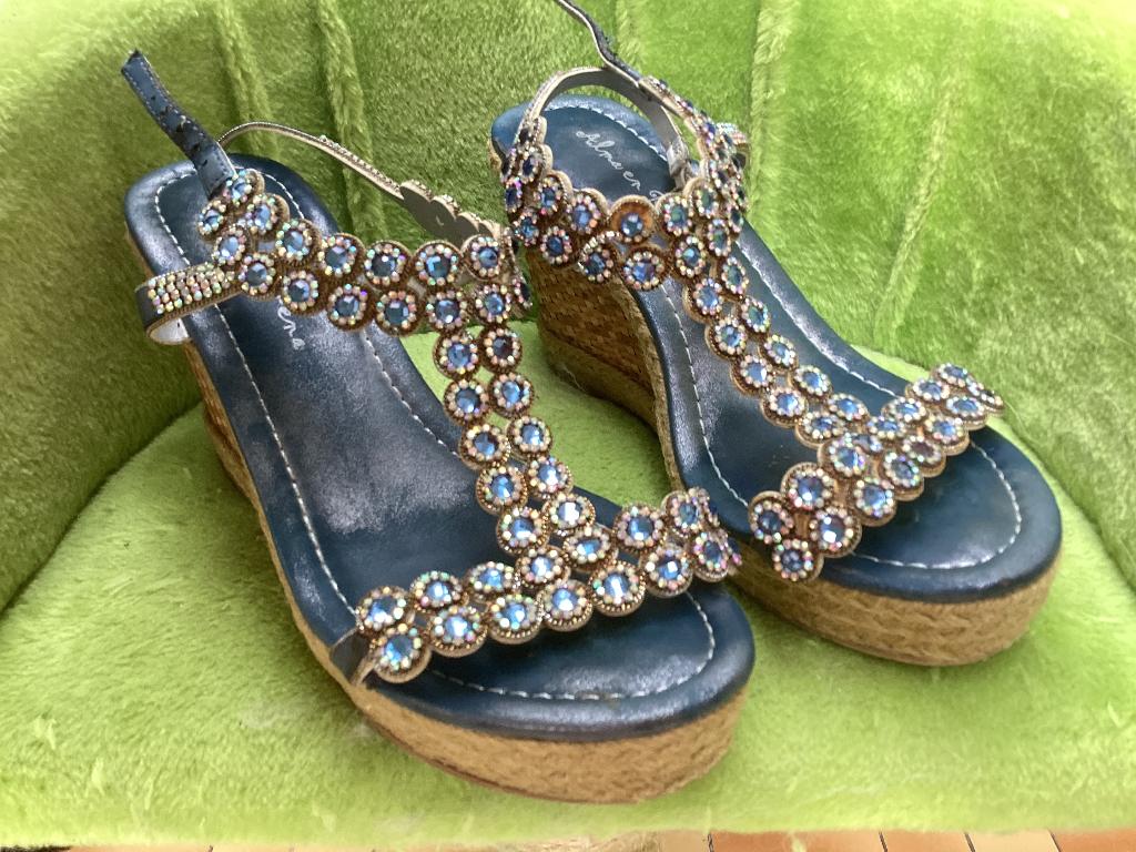 Sandalen Alma en Pena maat 39, Kleding | Dames, ANDERE, Blauw, Zo goed als nieuw, Sandalen of Muiltjes