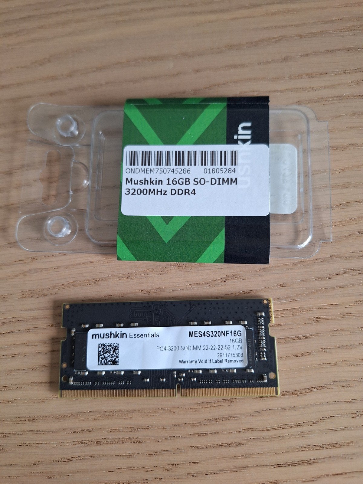 1 x 16 GIG MUSHKIN DDR4 3200MHZ RAM module, Enlèvement, DDR4