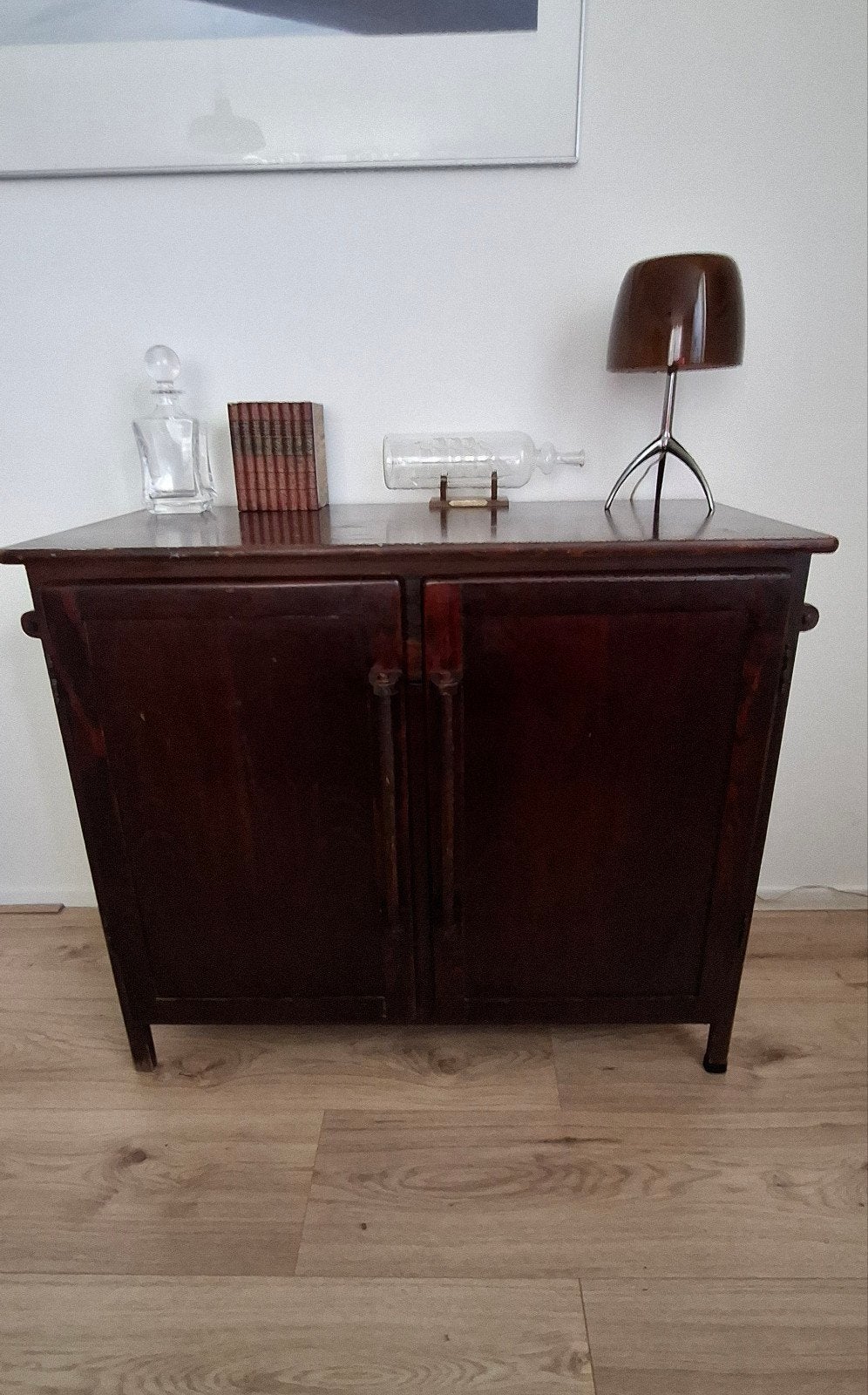 Antieke mahonie massief houten (drank)kast met 2 zijladen, Ophalen, Gebruikt, Vintage antiek, Overige houtsoorten