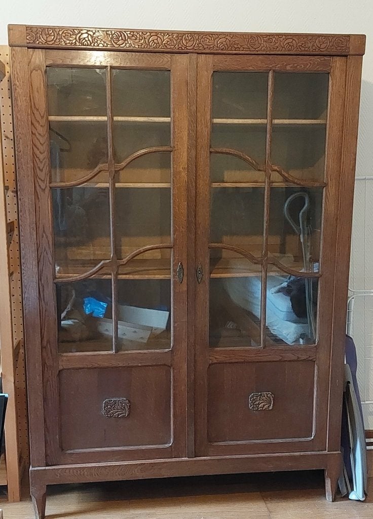 Armoire (1ère moitié du XX) - grande à double porte vitrée -, 25 à 50 cm, 100 à 150 cm, Utilisé, 150 à 200 cm