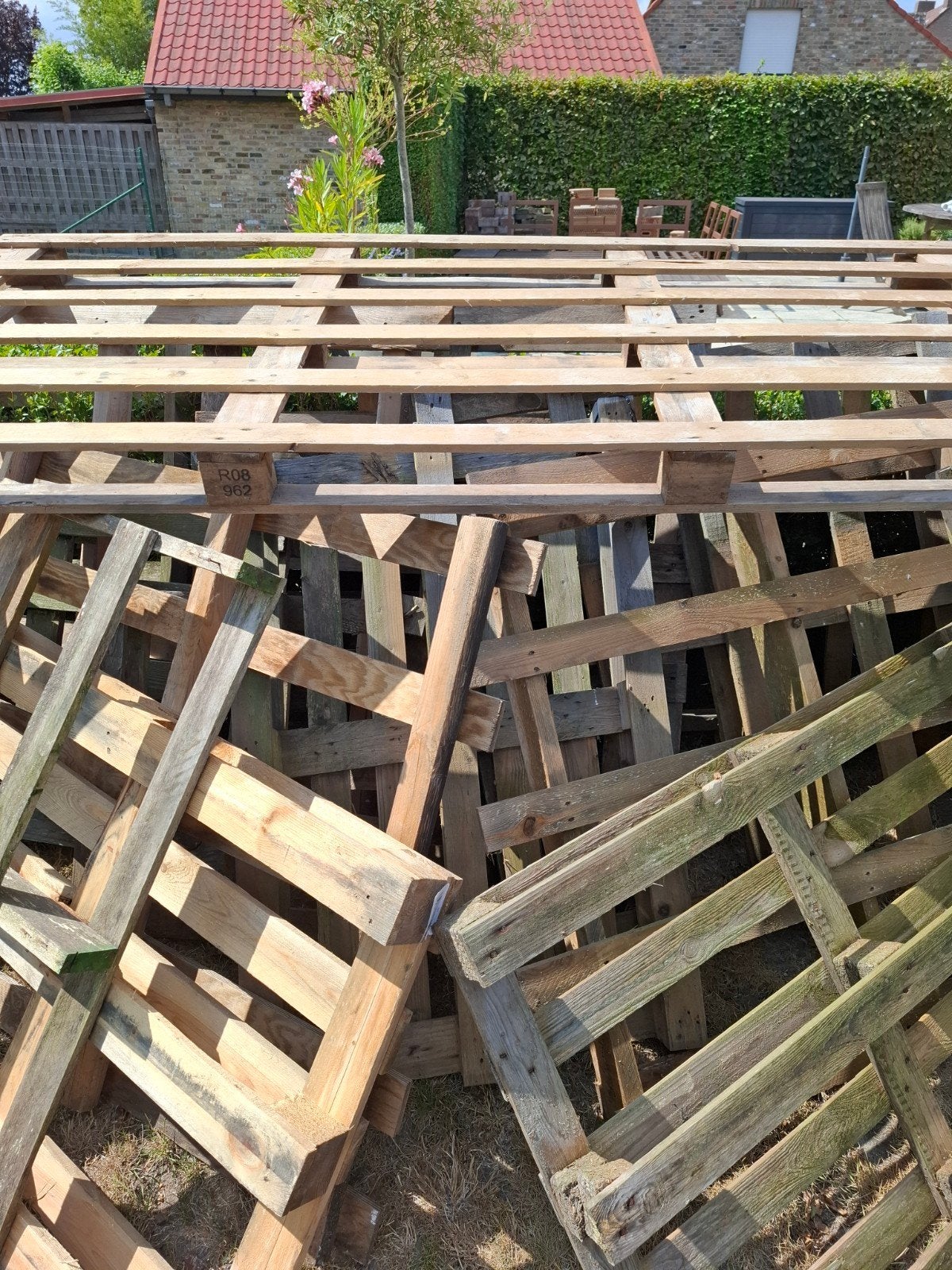 Gratis palletten, Tuin en Terras, Brandhout, 3 tot 6 m³, Ophalen, Overige houtsoorten