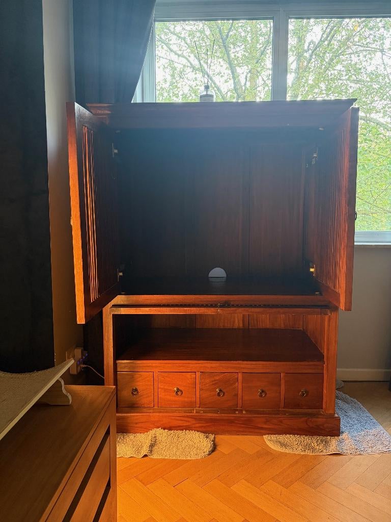 Salon meuble decoration TV TECK BAR Bibliotheque, Teck, Comme neuf, 100 à 150 cm, Enlèvement