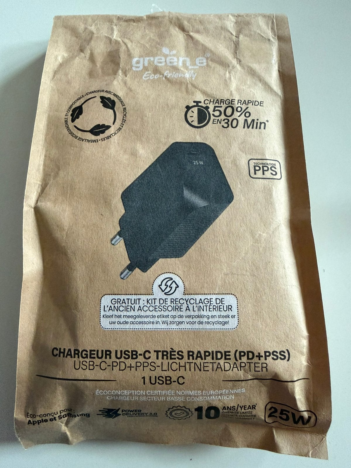 Superbe chargeur USB-C 25 W noir neuf dans son emballage, Enlèvement, Comme neuf