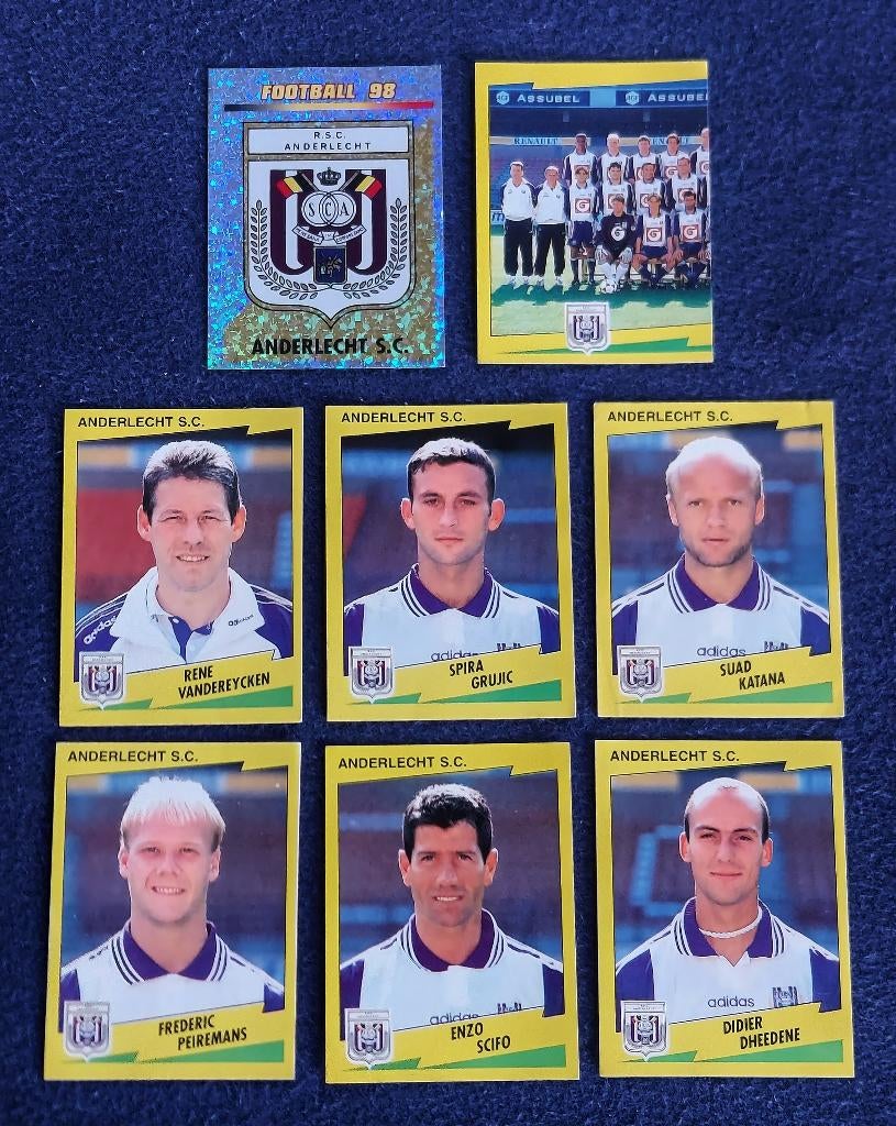 8 versch. Panini stickers voetbal ' FB 1998 - Anderlecht ', Ophalen of Verzenden, Nieuw, Poster, Plaatje of Sticker