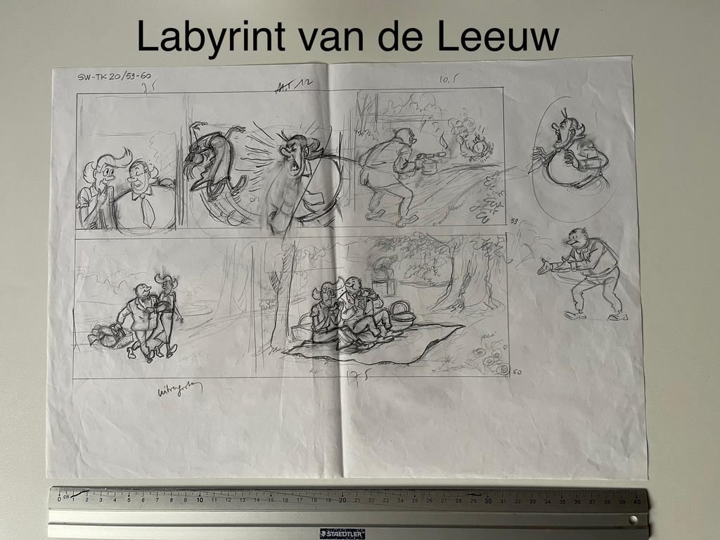 Origineel suske en wiske tekening schets vandersteen willy, Ophalen of Verzenden, Suske en Wiske, Zo goed als nieuw, Overige typen