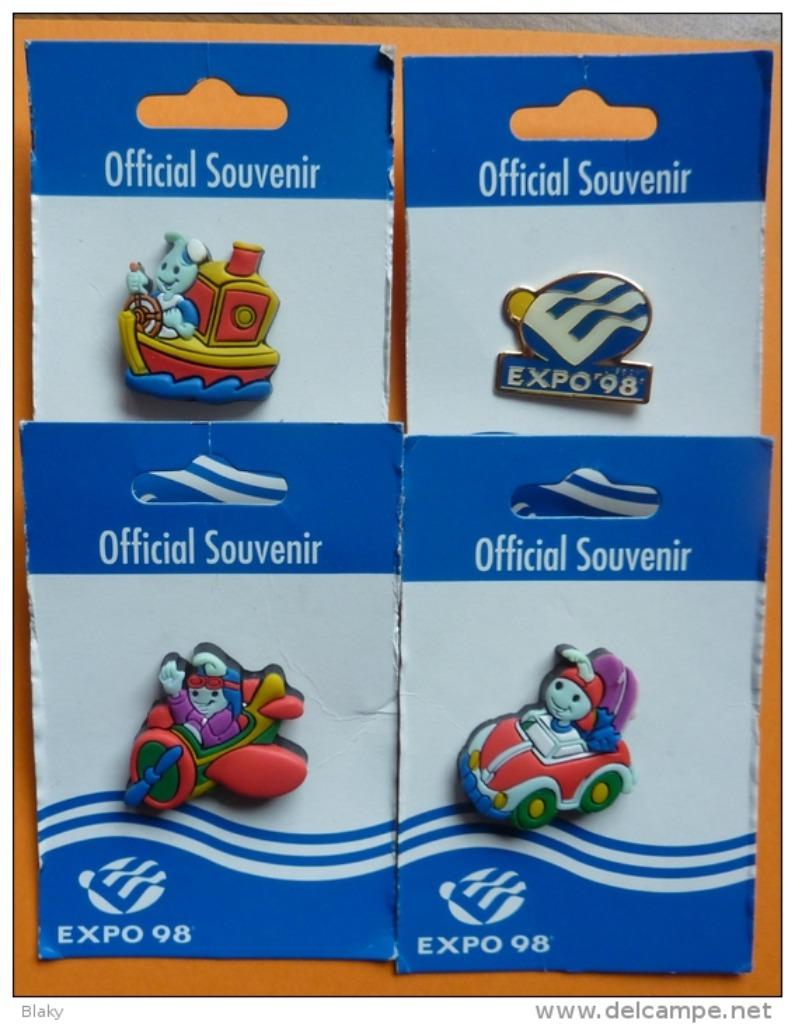 1998 - LE LOT DE 4 EXPO LISBONNE PORTUGAL, Collections, Broches, Pins & Badges, Enlèvement ou Envoi, Neuf, Ville ou Campagne, Insigne ou Pin's