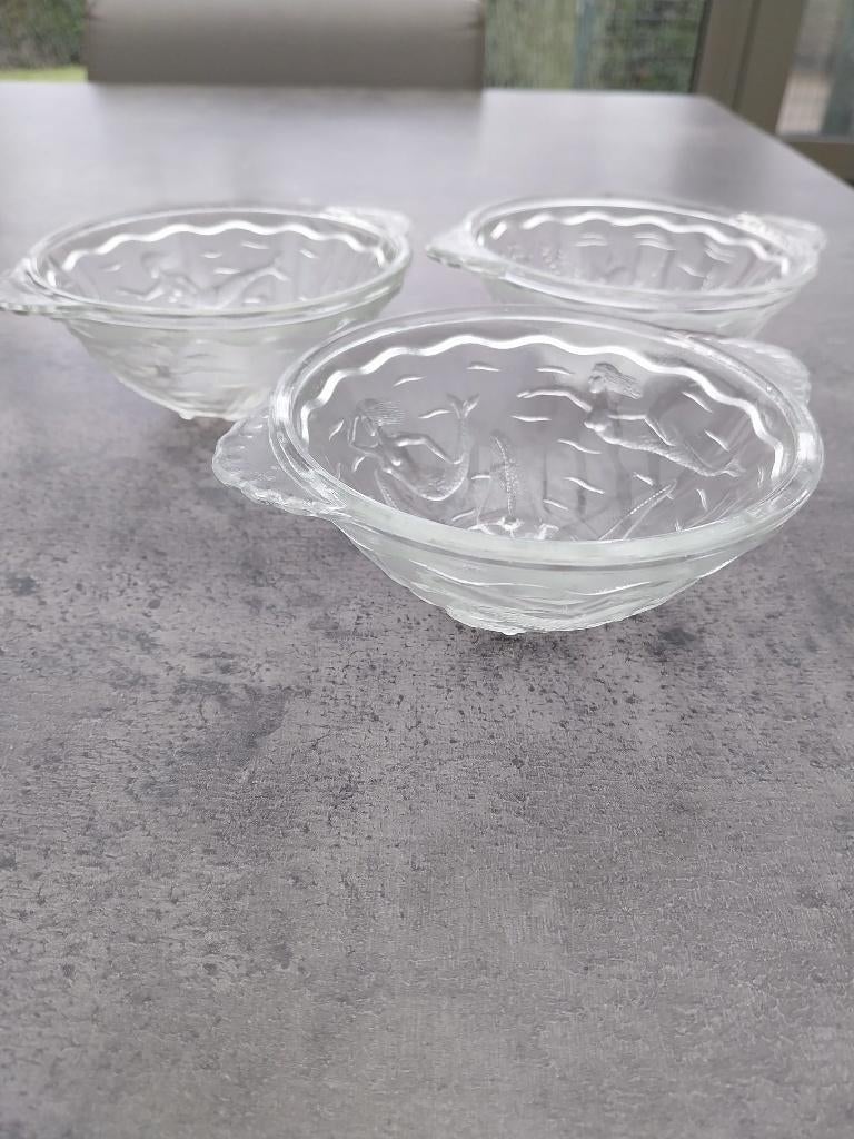 3 dessertkommetjes met figuur zeester, Huis en Inrichting, Ophalen, Gebruikt, Glas, Kom(men)