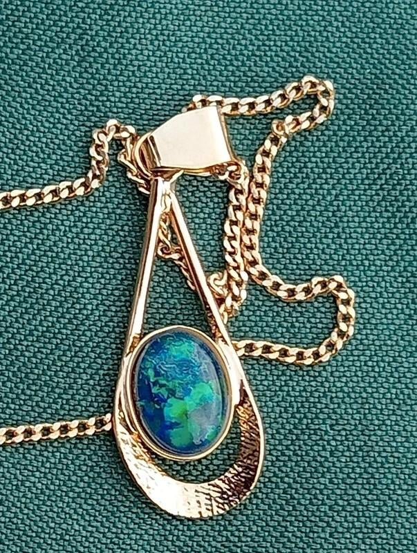 Opaal triplet ketting 14K Goud gevuld Prachtig model!, Met edelsteen, Verzenden, Nieuw, Goud
