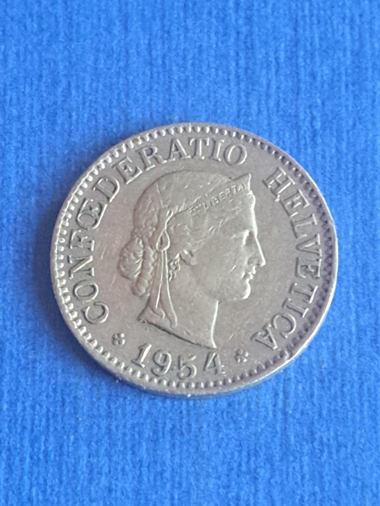 1954 Zwitserland 10 rappen, Verzenden, Overige landen, Losse munt