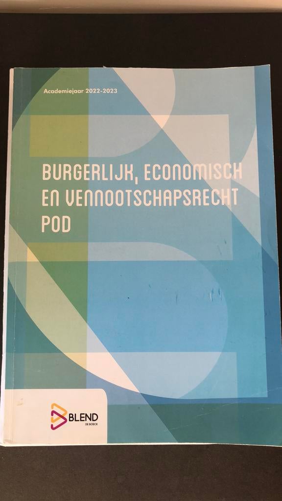 Burgerlijk, economisch en vennootschapsrecht POD, Boeken, Ophalen of Verzenden, Zo goed als nieuw