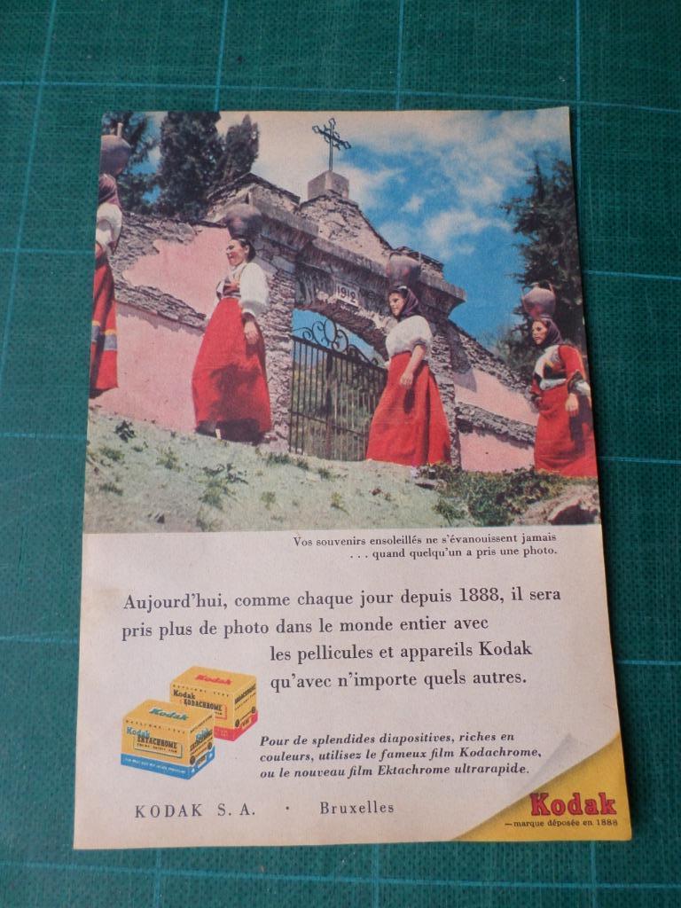 Kodak photographie - publicité papier - 1956, Collections, Marques & Objets publicitaires, Enlèvement ou Envoi, Utilisé, Autres types