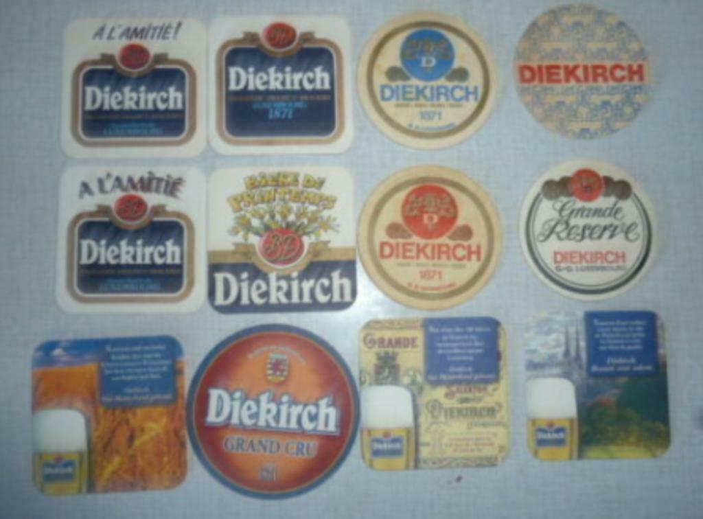 12 verschillende bier viltjes DIEKIRCH, Enlèvement ou Envoi, Utilisé, Sous-bock, Autres marques