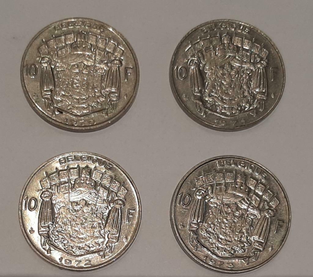 4 munten van 10 frank Belgique 1970,71,72 en 73 VG / SUP, Ophalen of Verzenden, Metaal