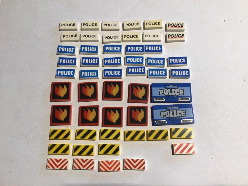 Lego tegels politie/brandweer/wegenwerken 53st / 77-85, Enlèvement ou Envoi, Utilisé, Briques en vrac, Lego