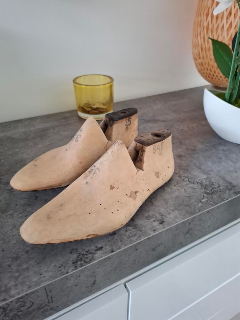 Antieke houten inleg schoenen, Antiek en Kunst, Curiosa en Brocante, Ophalen