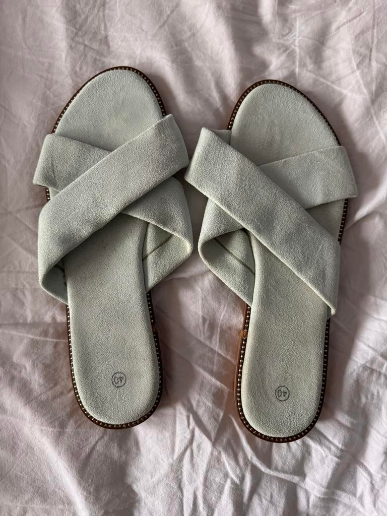 Lichtgroene/blauwe slippers Maat 40 Nieuw, Veritas, Nieuw, Groen, Ophalen