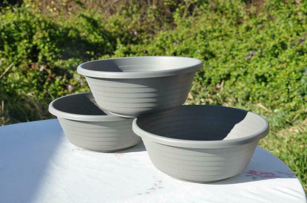 §  3 vasques en plastique gris 25x10 cm, Neuf, Enlèvement ou Envoi, Moins de 25 cm, Rond