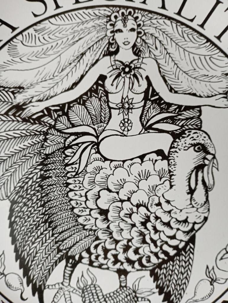 459) Typisch bord van een halfnaakte vrouw op een kalkoen, Antiek en Kunst, Antiek | Keramiek en Aardewerk, Ophalen of Verzenden