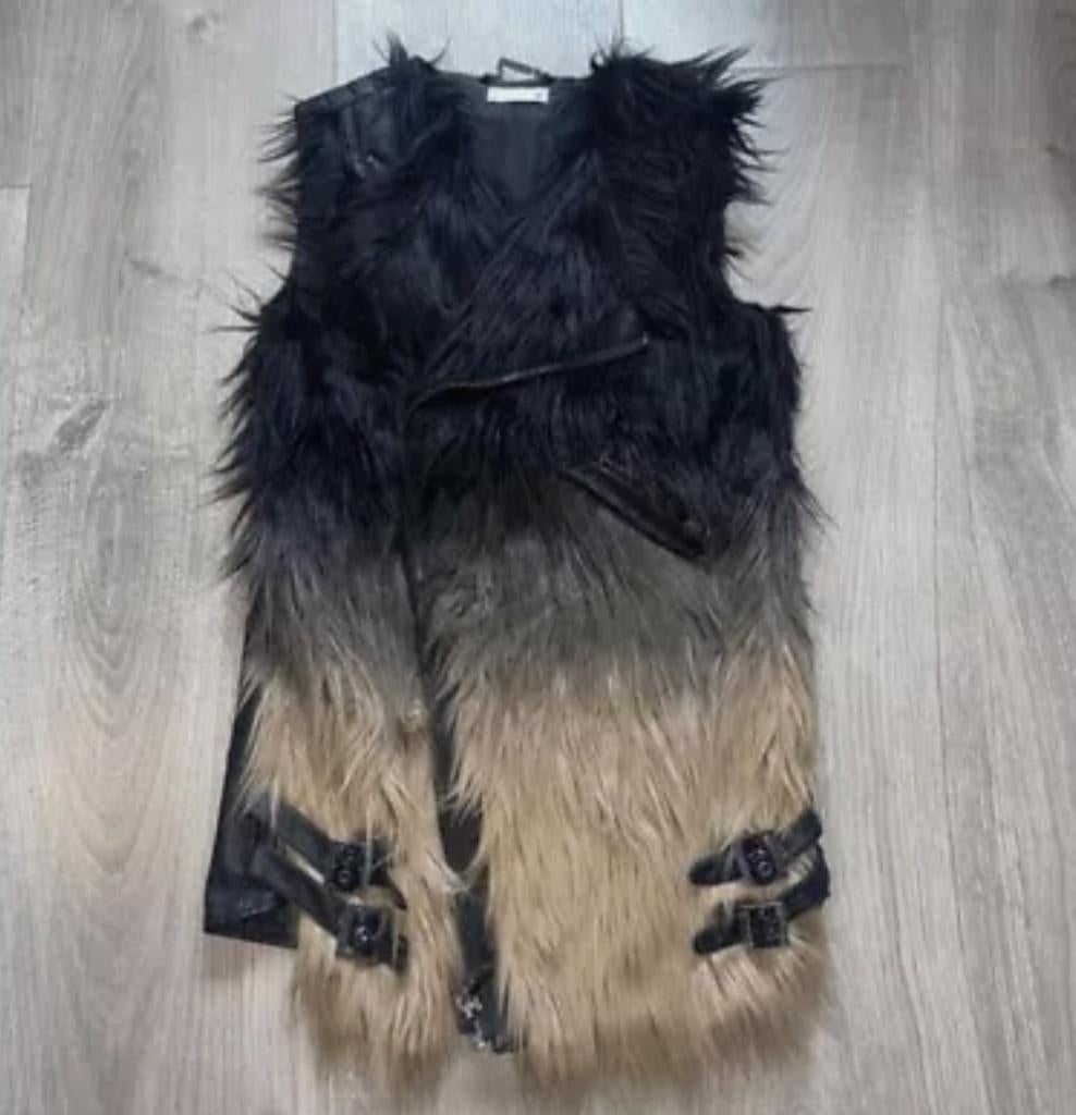 Supertrash jas / gilet van imitatiebont en leer, Kleding | Dames, Jassen | Winter, Nieuw, Maat 42/44 (L), Zwart, Ophalen of Verzenden