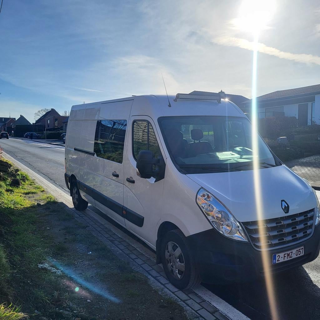 Renault master L3 H2 met dubbel cabine en 7 plaatsen, Auto's, Renault, Wit, Trekhaak, Particulier, Te koop