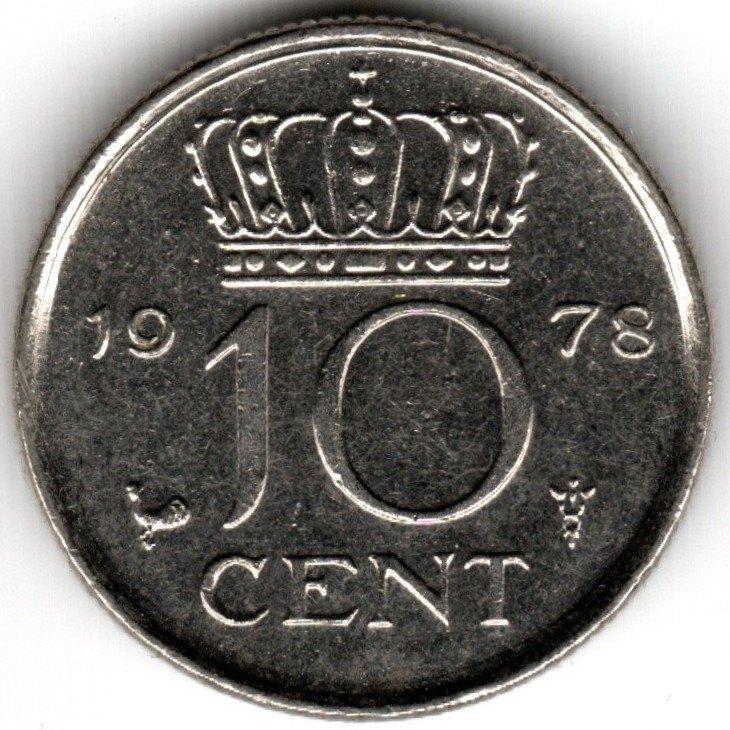 Nederland : 10 Cent 1978  KM#182  Ref 16371, Ophalen of Verzenden, Koningin Juliana, 10 cent, Losse munt