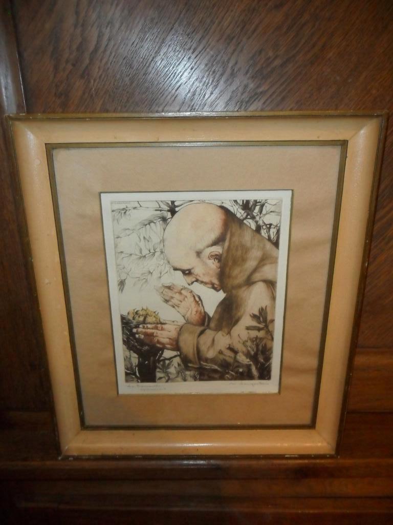 Prachtige ets van M LANGASKENS (Gent 1884- Schaarbeek 1946), Antiek en Kunst, Ophalen of Verzenden