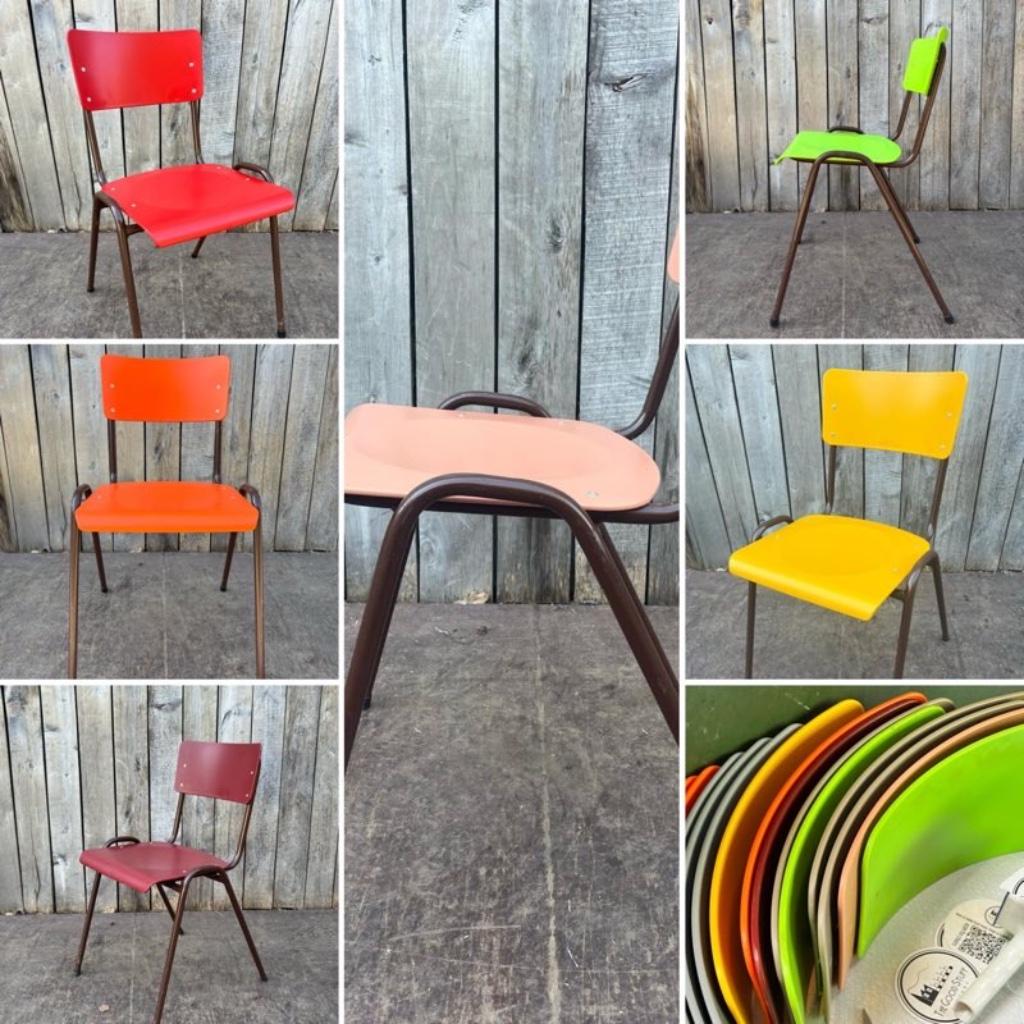 upcycled stapelstoel – Polly ( groot aantal mogelijk ), Enlèvement ou Envoi, Autres couleurs, Métal, Comme neuf